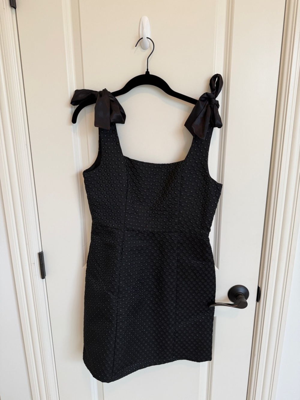 Black Tie-Shoulder Mini Dress